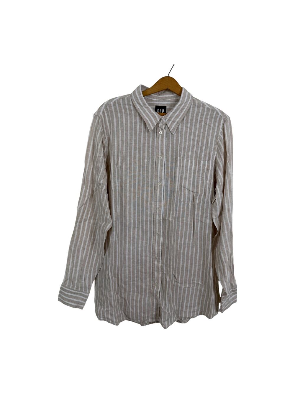 Gap Women Button Up Shirt Size Large Linen Blend Beach Travel European Summer